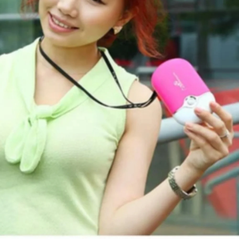 Portable Pink Air Conditioning Fan Micro USB Cable/Lanyard